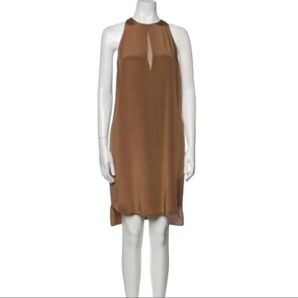 3.1 PHILLIP LIM Brown Silk Knee-Length Dress Size US 4 - Picture 1 of 15